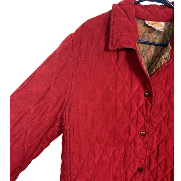 Talbots Red Quilted Coat, Size L - Picture 3 of 5